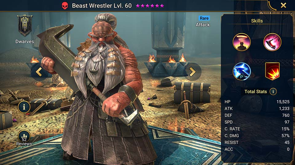 Beast Wrestler's information on skills, equipment, and mastery build for dungeon campaign, clan boss, and arena.  