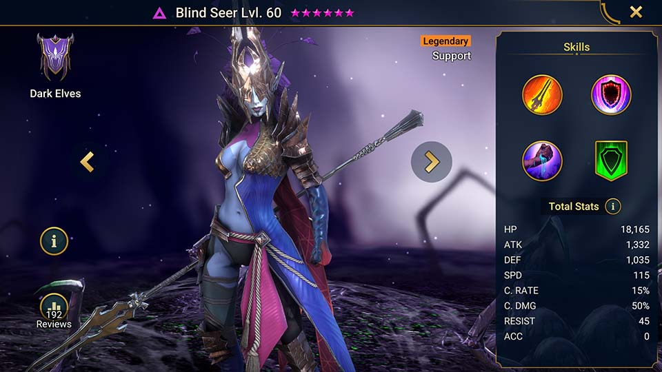 Blind Seer's information on skills, equipment, and mastery build for dungeon campaign, clan boss, and arena.  