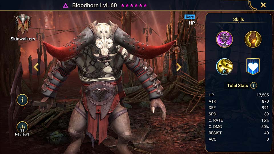 Bloodhorn's information on skills, equipment, and mastery build for dungeon campaign, clan boss, and arena.  