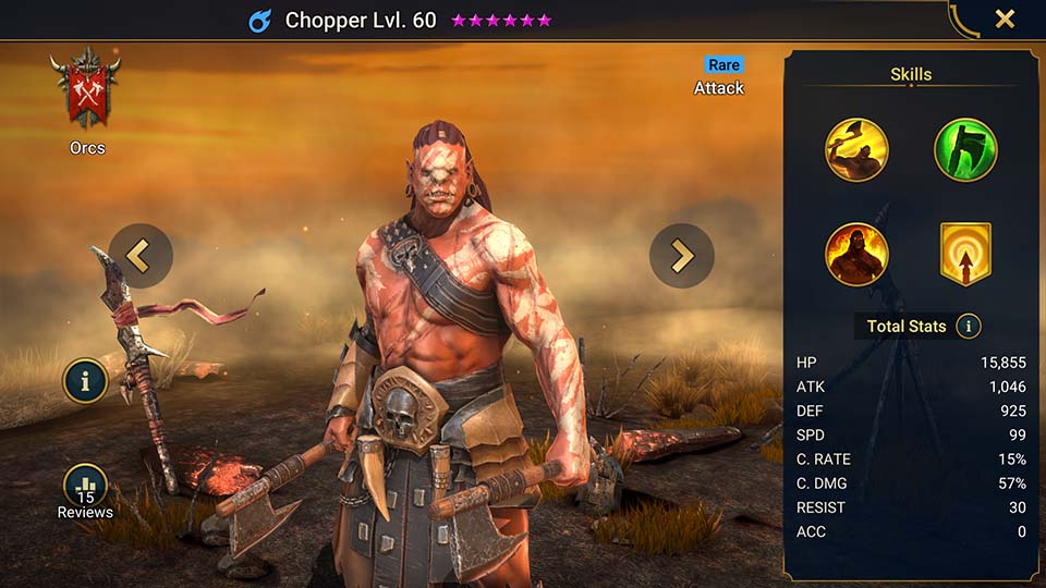Chopper's information on skills, equipment, and mastery build for dungeon campaign, clan boss, and arena.  