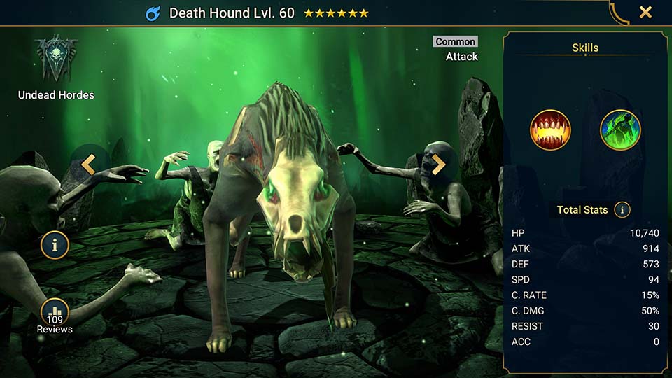 Death Hound's information on skills, equipment, and mastery build for dungeon campaign, clan boss, and arena.  