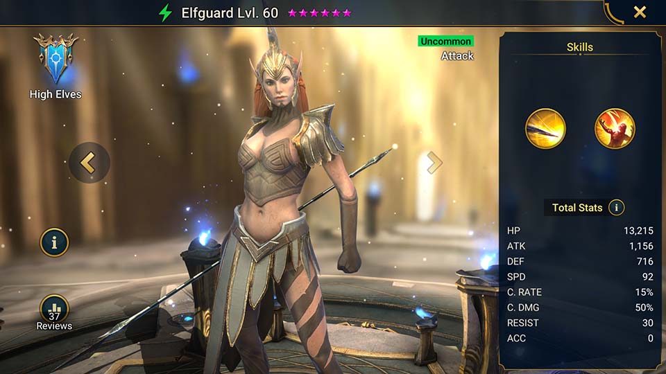 Elfguard's information on skills, equipment, and mastery build for dungeon campaign, clan boss, and arena.  