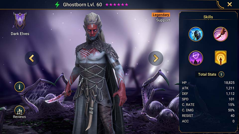 Ghostborn's information on skills, equipment, and mastery build for dungeon campaign, clan boss, and arena.  