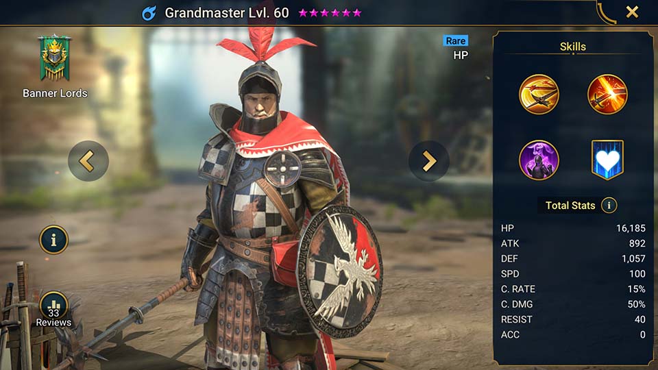 Grandmaster's information on skills, equipment, and mastery build for dungeon campaign, clan boss, and arena.  