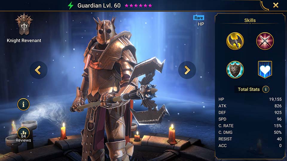 Guardian's information on skills, equipment, and mastery build for dungeon campaign, clan boss, and arena.  