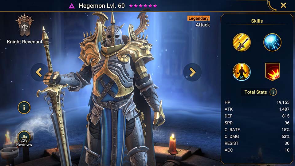 Hegemon's information on skills, equipment, and mastery build for dungeon campaign, clan boss, and arena.  
