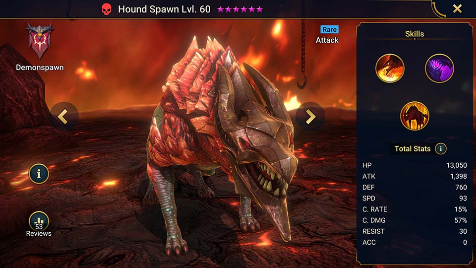 Hound Spawn's information on skills, equipment, and mastery build for dungeon campaign, clan boss, and arena.  