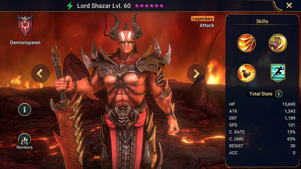 Lord Shazar's information on skills, equipment, and mastery build for dungeon campaign, clan boss, and arena.  