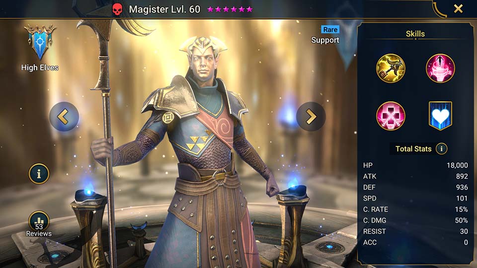 Magister's information on skills, equipment, and mastery build for dungeon campaign, clan boss, and arena.  