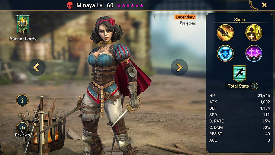 Minaya's information on skills, equipment, and mastery build for dungeon campaign, clan boss, and arena.  