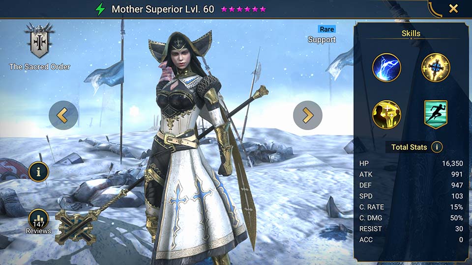 Mother Superior's information on skills, equipment, and mastery build for dungeon campaign, clan boss, and arena.  