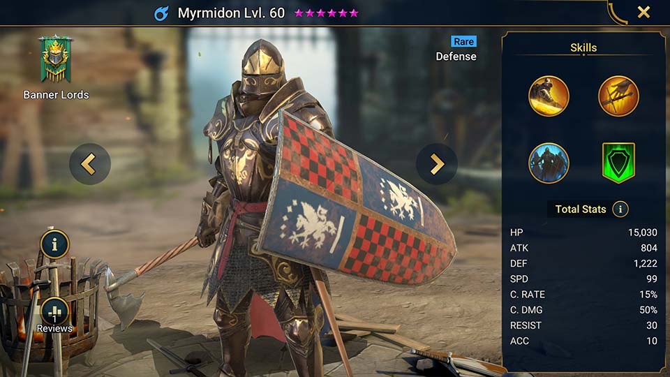 Myrmidon's information on skills, equipment, and mastery build for dungeon campaign, clan boss, and arena.  