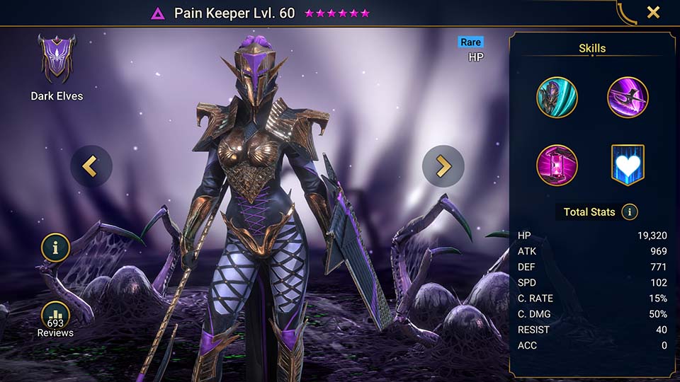 Pain Keeper's information on skills, equipment, and mastery build for dungeon campaign, clan boss, and arena.  