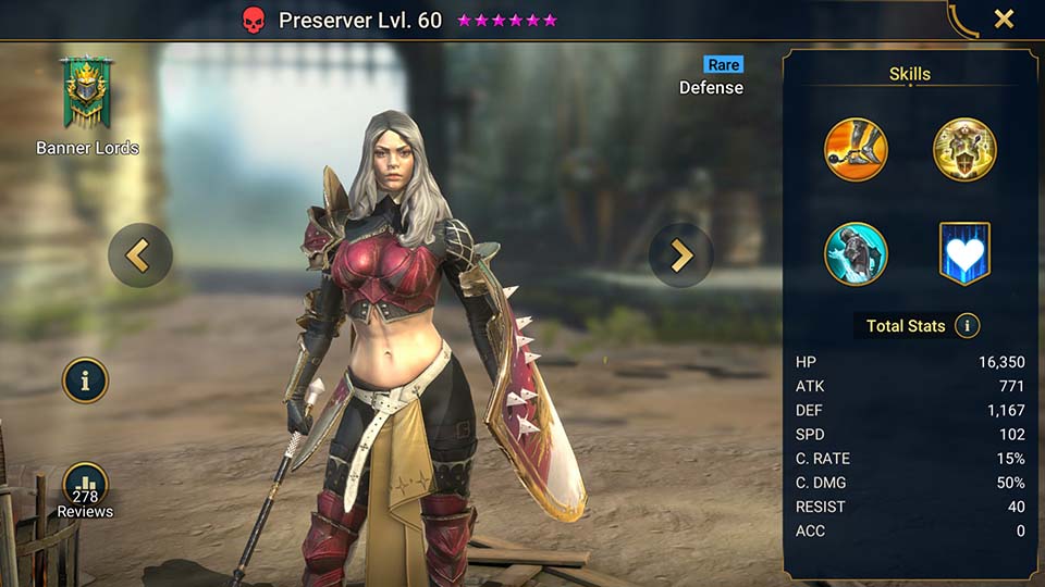 Preserver's information on skills, equipment, and mastery build for dungeon campaign, clan boss, and arena.  