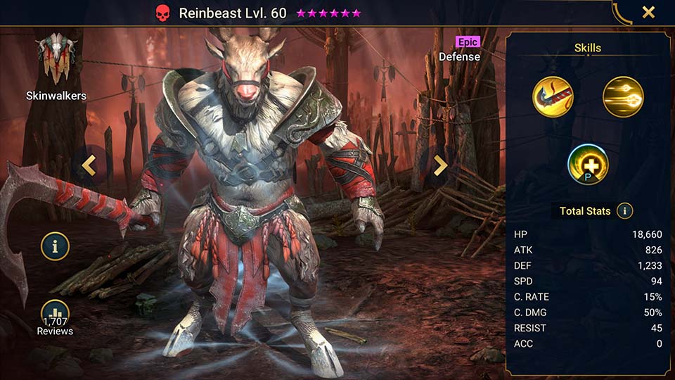 Reinbeast's information on skills, equipment, and mastery build for dungeon campaign, clan boss, and arena.  