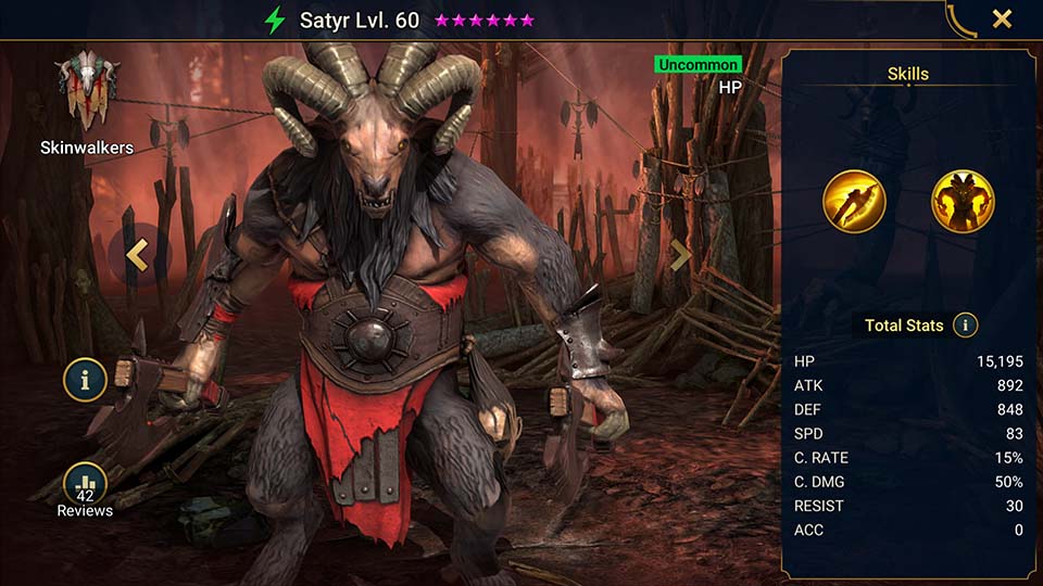 Satyr's information on skills, equipment, and mastery build for dungeon campaign, clan boss, and arena.  