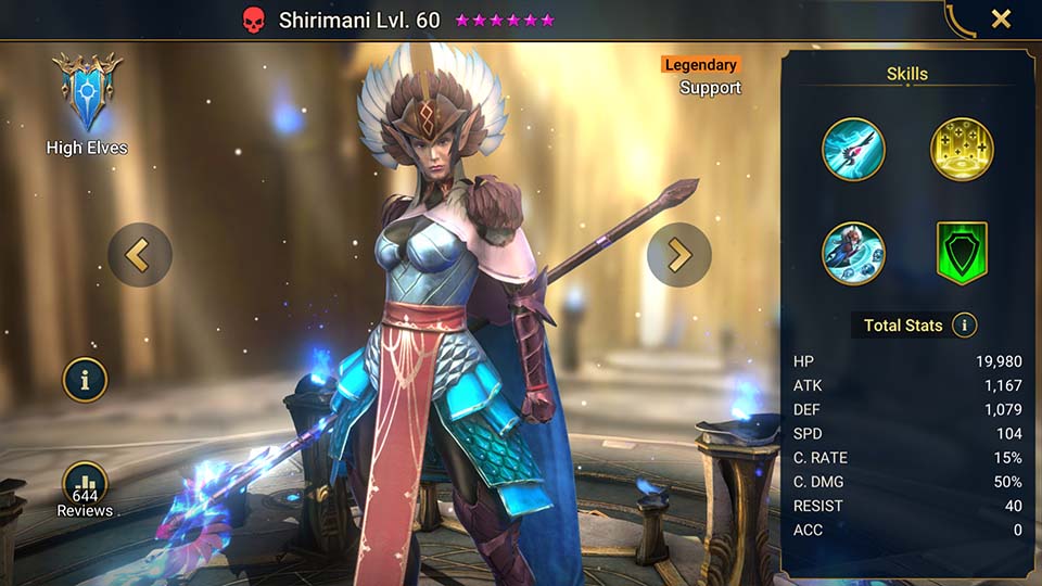 Shirimani's information on skills, equipment, and mastery build for dungeon campaign, clan boss, and arena.  