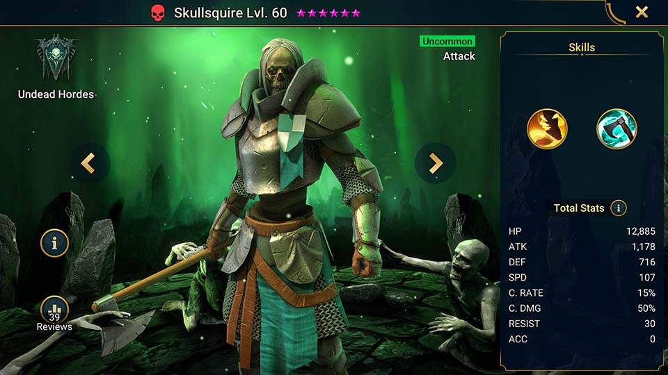 Skullsquire's information on skills, equipment, and mastery build for dungeon campaign, clan boss, and arena.  
