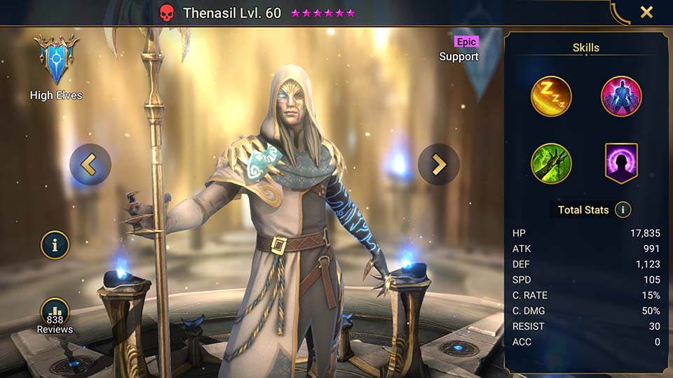 Thenasil's information on skills, equipment, and mastery build for dungeon campaign, clan boss, and arena.  