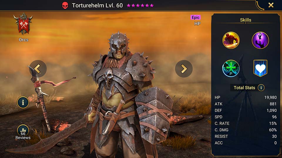 Torturehelm's information on skills, equipment, and mastery build for dungeon campaign, clan boss, and arena.  