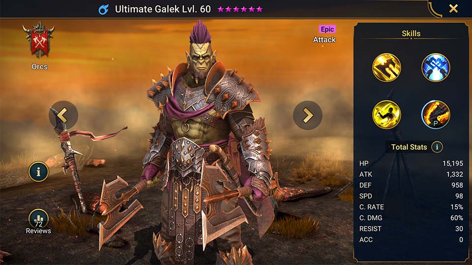 Ultimate Galek's information on skills, equipment, and mastery build for dungeon campaign, clan boss, and arena.  