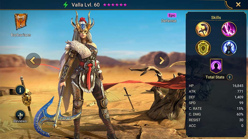 Valla's information on skills, equipment, and mastery build for dungeon campaign, clan boss, and arena.  