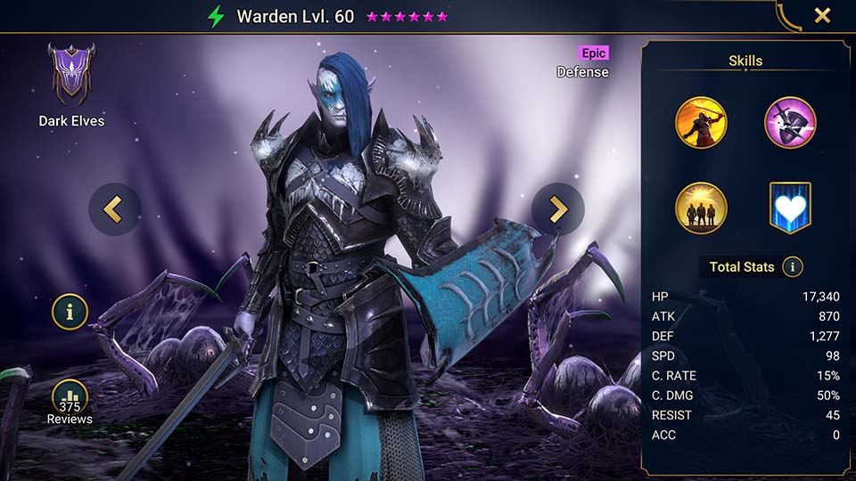 Warden Raid Shadow Legends Info Skills Equipment Mastery Guide