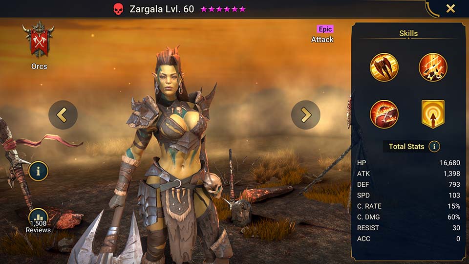 Zargala's information on skills, equipment, and mastery build for dungeon campaign, clan boss, and arena.  